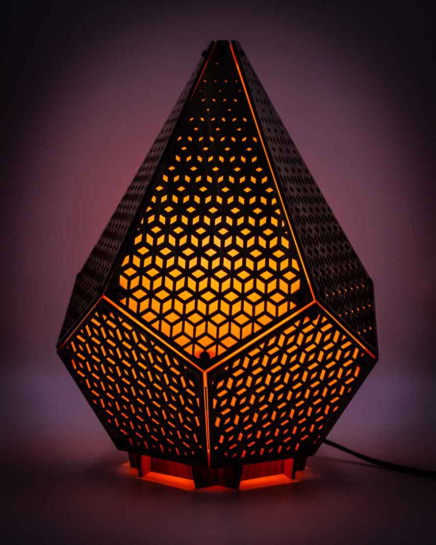 Wooden Table Lamp with Creative Laser Cut Design Shadow Lamp Shade Free  Shipping